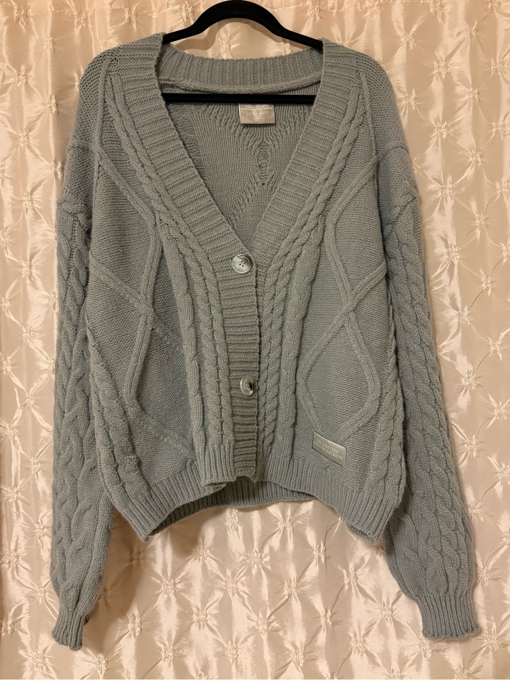 Taylor Swift TTPD Cardigan Gray Cable Knit Sweater The Tortured Poets Department
